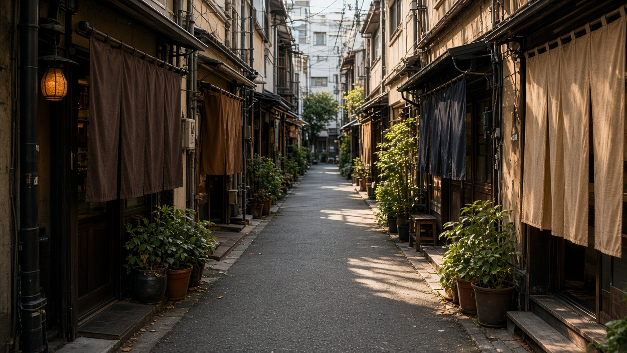 暖簾の並ぶ東京の裏通り。スパイスカレーを探す入口が一つではないイメージ写真